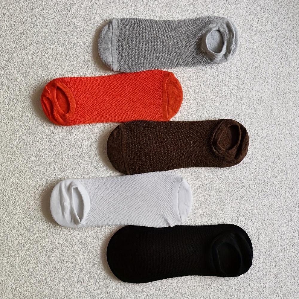 5 Pairs Argyle Textured Low Cut Ankle Socks Women's Stockings