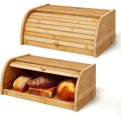 Bamboo Bread Box Bread Storage Organizer Large Capacity Natural Bamboo