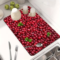 Kitchen Drain Mat Fruit Print Quick Drying Pad Tableware Coffee Dish Mat