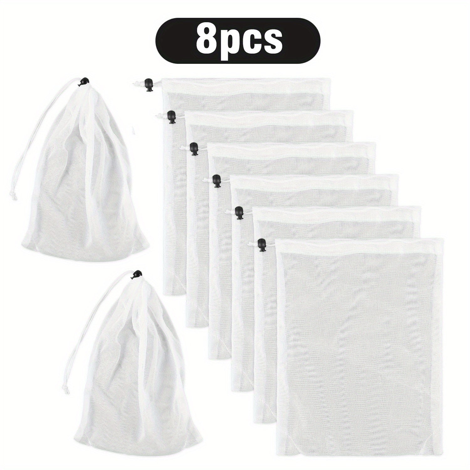 8pcs Pool Vacuum Filter Bags Fine Mesh Bags Reusable Fine Sewn Mesh Filter Bags
