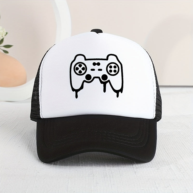 Kids Mesh Sunshade Gamepad Embroidery Baseball Cap