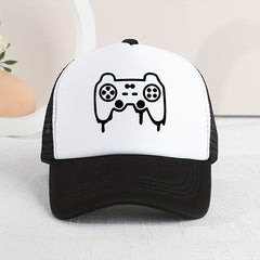 Kids Mesh Sunshade Gamepad Embroidery Baseball Cap