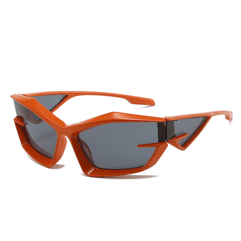 Wrap Around Sunglasses Block Sports Y2K Stylish Futuristic Cat Eye Glasses