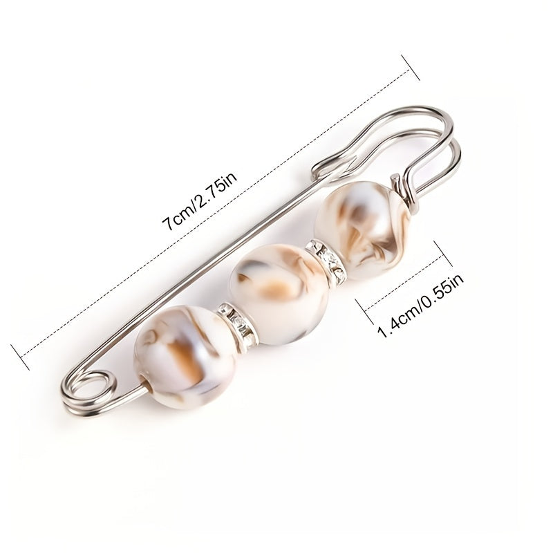 4Pcs Colorful Faux Pearl Brooch Set Lapel Pin Dress Sweater Accessories
