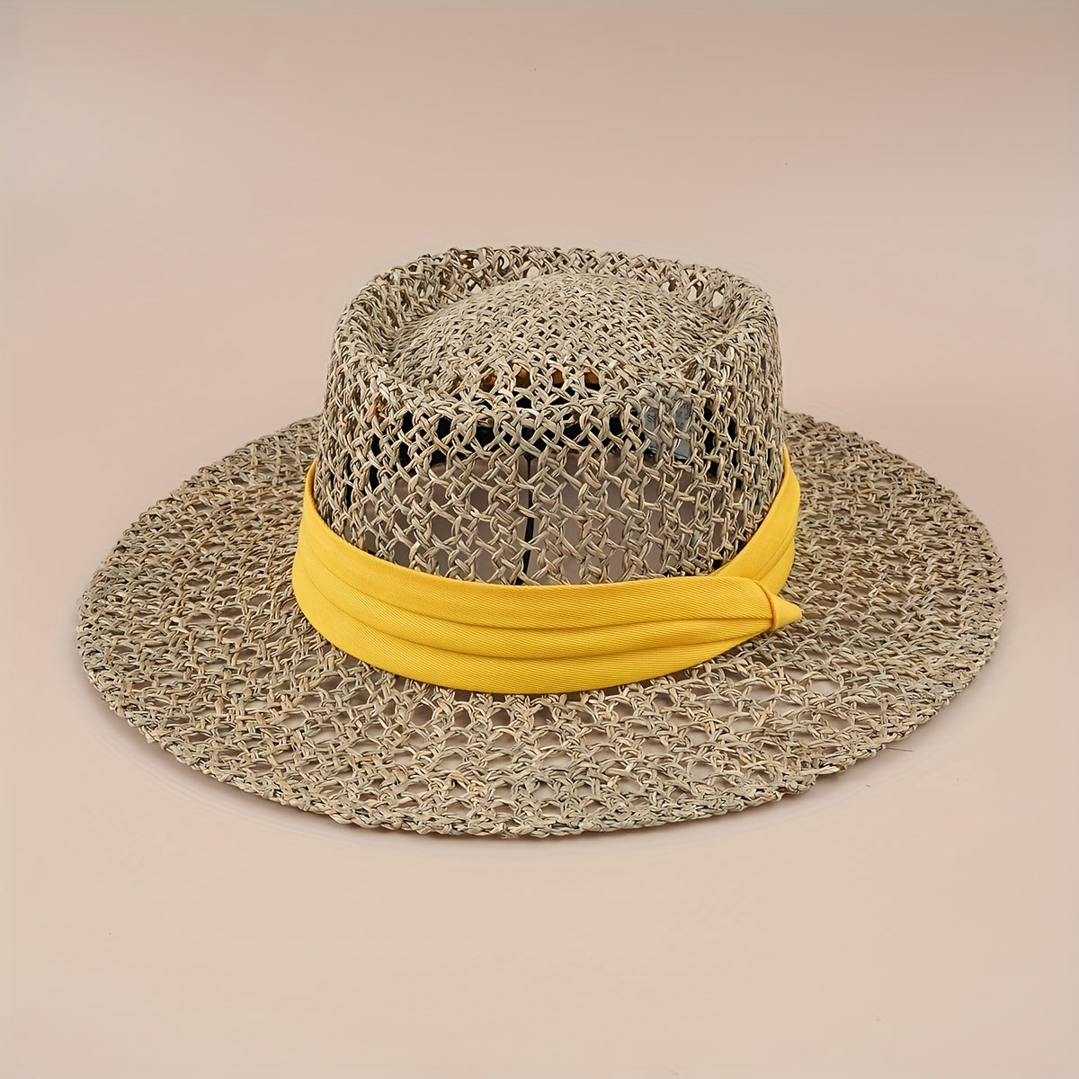 Straw Woven Flat Top Hat European American Style