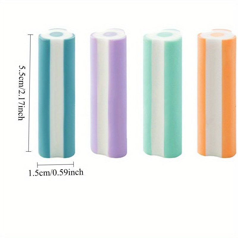 5pcs Pencil Erasers Mixed Colors Durable PVC Material School & Office Supplies