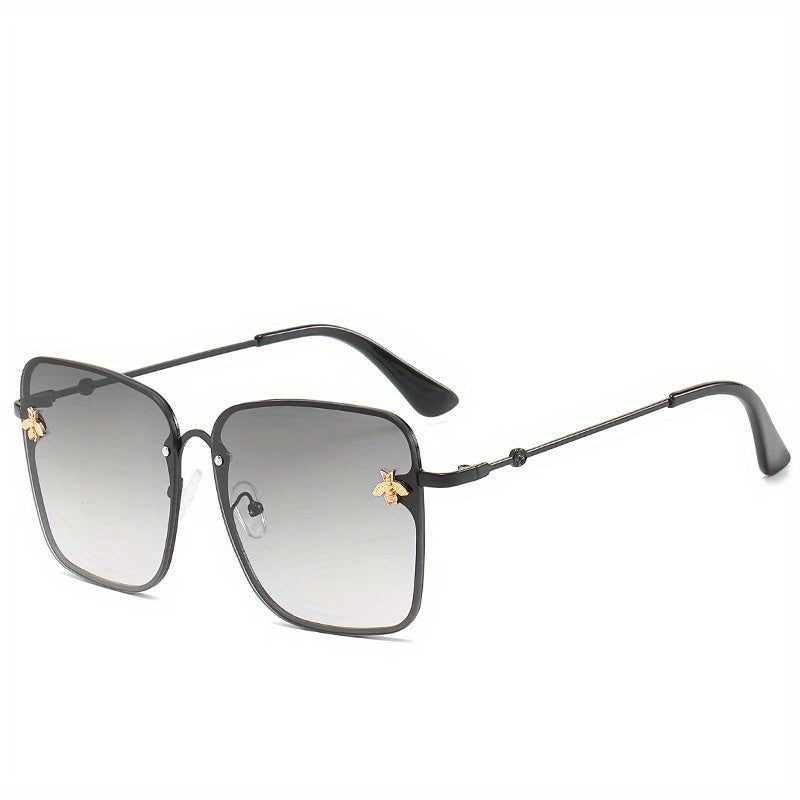 Honeybee Square Sunglasses Gradient UV400 Metal Glasses