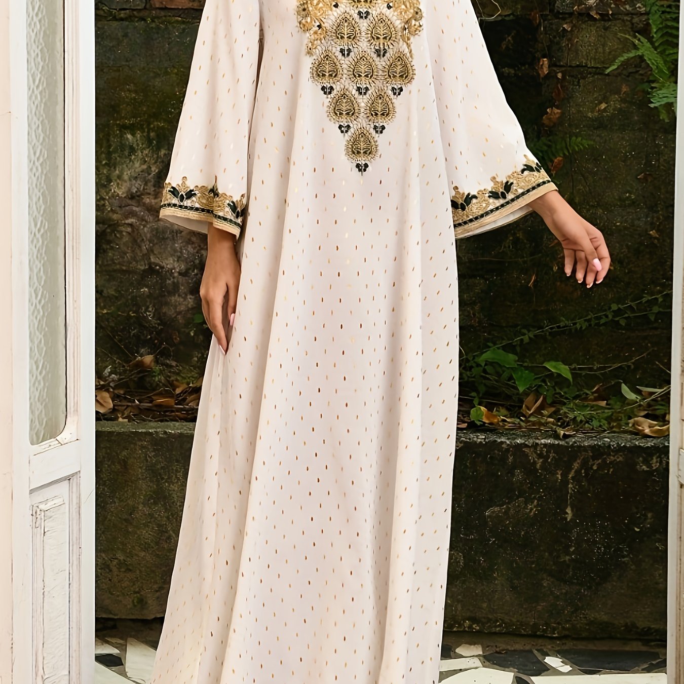 Paisley Print Boho Abaya Dress