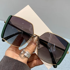 Oversized Square Sunglasses Metal Frame Gradient UV400