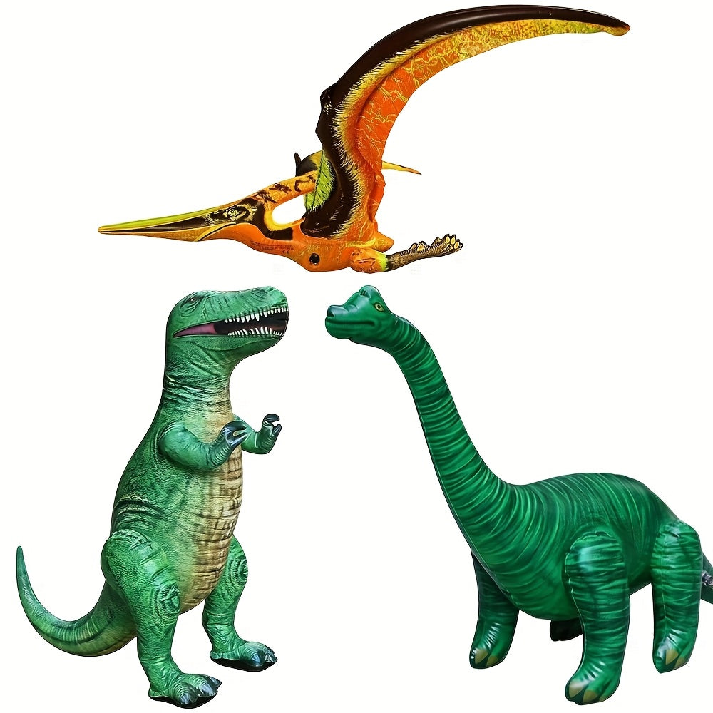 3pcs Inflatable Dinosaur Set: Pterosaur, Brachiosaurus, Tyrannosaurus Rex