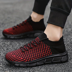Men's Weave Knit Lace Up Casual Shoes Breathable Lightweight Non Slip Sneaker
