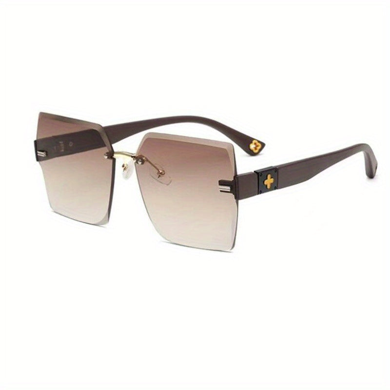 Square Rimless Sunglasses Clover Gradient UV400 Sun Shades For Summer Beach