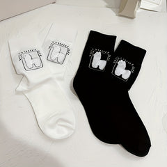 6 Pairs Alpaca Print Socks Women's Mid Tube Stockings