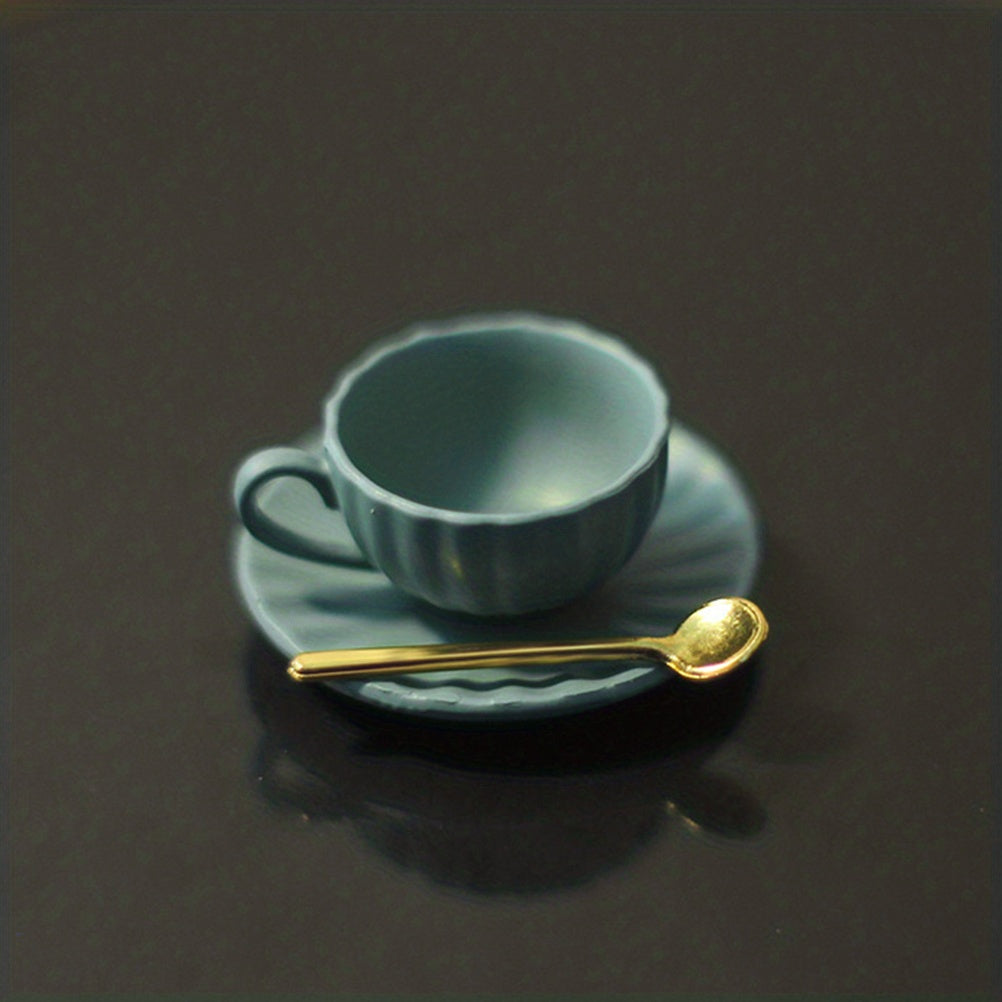 3pcs 1:12 Dollhouse Mini Furniture DIY Access Coffee Cup Saucer Spoon Set