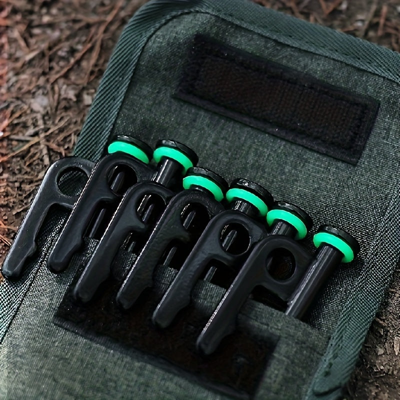 6pcs Windproof Ground Nails with Luminous Ring & Storage Bag