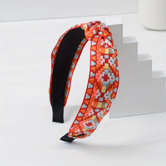 Embroidered Knotted Headband for Women Ethnic Style Hair Hoop Headdress