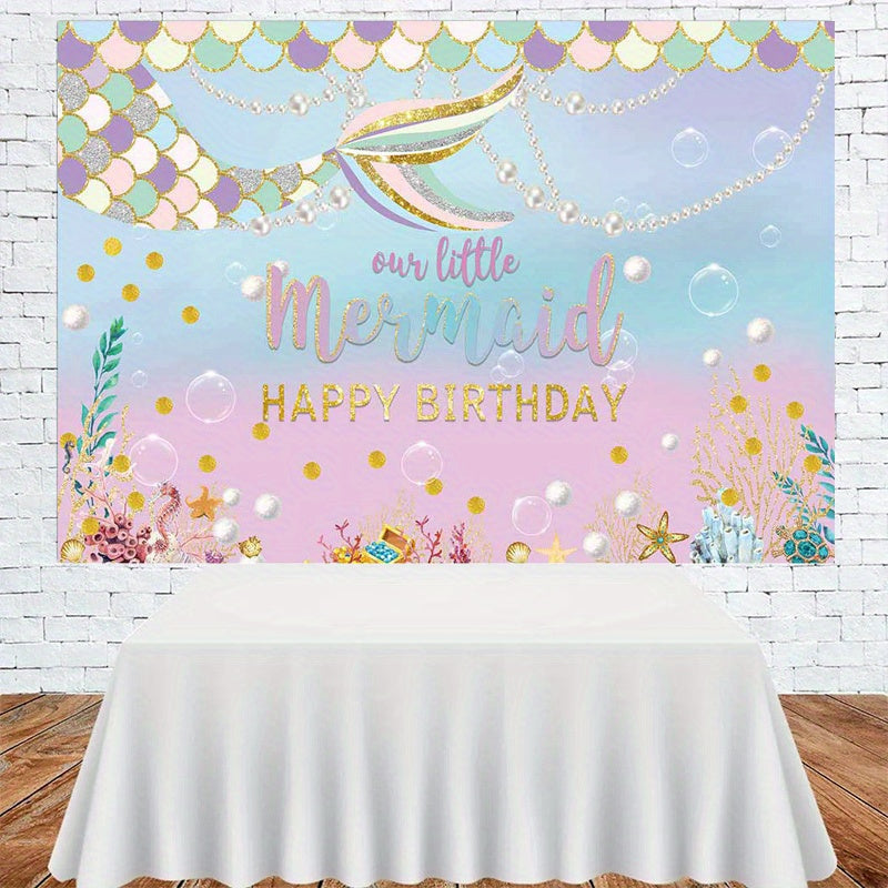 Mermaid Party Background Cloth Birthday Party Decoration Supplies