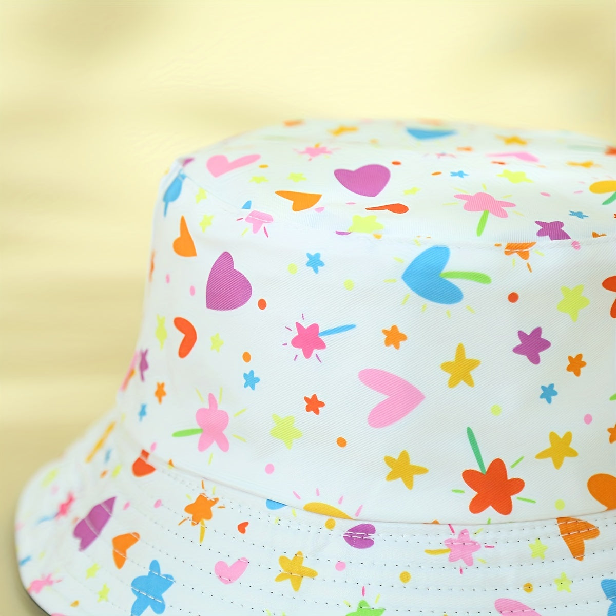 Colorful Heart Print Bucket Hat Reversible Sunscreen Beach Hats