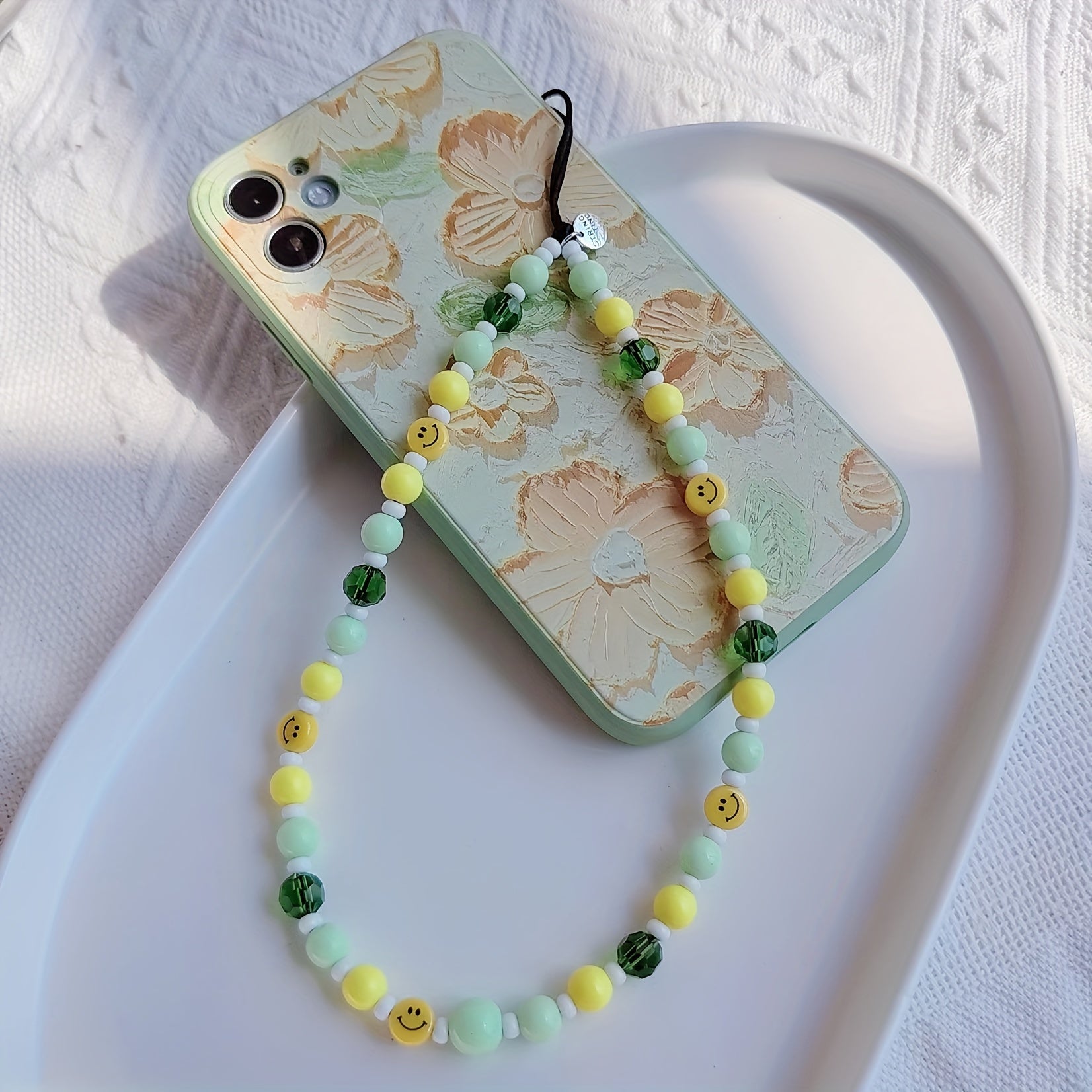 Beaded Phone Lanyard Rhinestone Keychain Pendant Gift