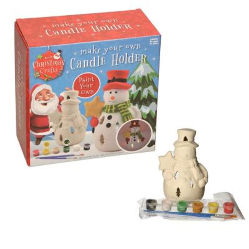 DIY Ceramic Snowman Candle Holder Craft Kit for Kids 8+
