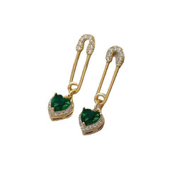 925 Silver Needle Zircon Green Crystal Earrings