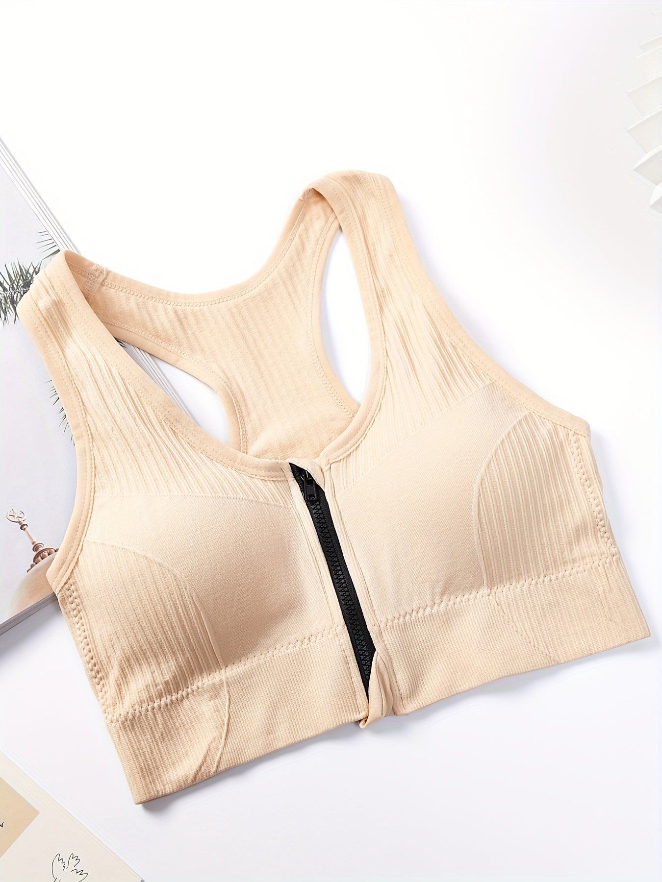 Racerback Zip Sports Bra Breathable Workout Tank Bra