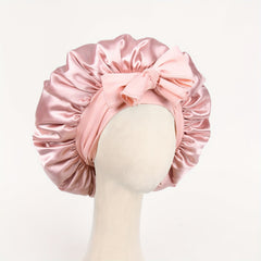Adjustable Satin Silk Bonnet For Sleeping Hair with Tie Band