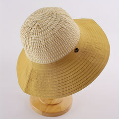 Plaid Striped Sun Hat UV Protection Bucket Hat Casual Sunscreen Beach Hat