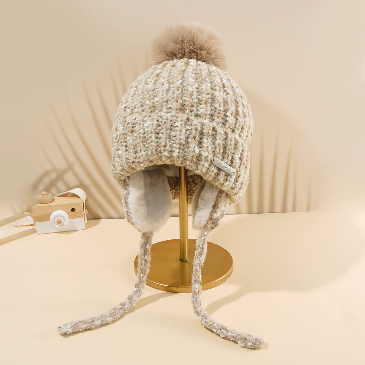 Women's Fleece Lined Cable Knit Beanie Hat for Cold Weather