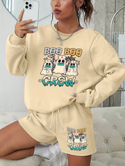  Halloween 2pcs Set Sweatshirt & Shorts Outfit