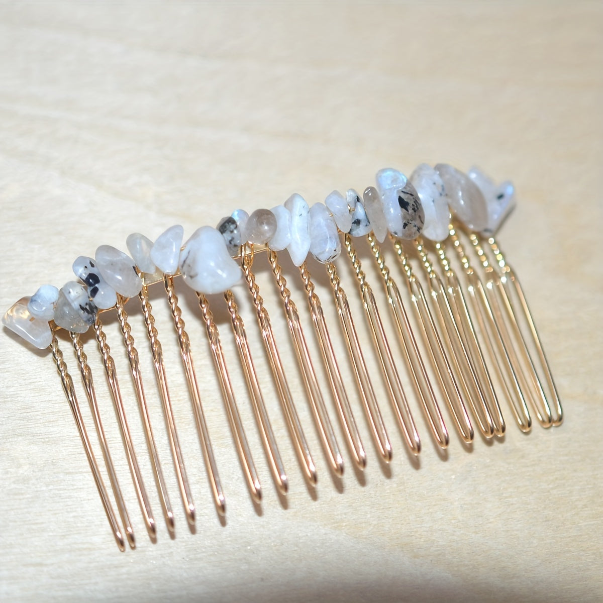 Natural Crystal Stone Hair Comb Amethyst Headwear Bride Hair Accessories