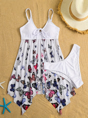 Girl's Butterfly Graphic 2 Piece Swimsuit Strappy Bikini Set