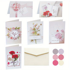 6pcs Thank You Cards With Envelopes & Sealing Stickers