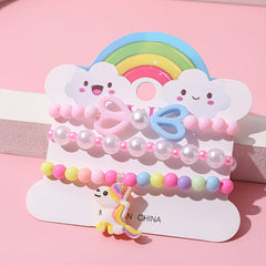 3pcs Unicorn Pendant Beaded Bracelet Set For Kids
