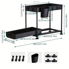 Under Sink Double Layer Storage Rack for Kitchen - Sponge & Cloth Holder