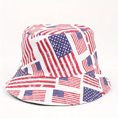 Reversible Packable Independence Patriotic Bucket Hat