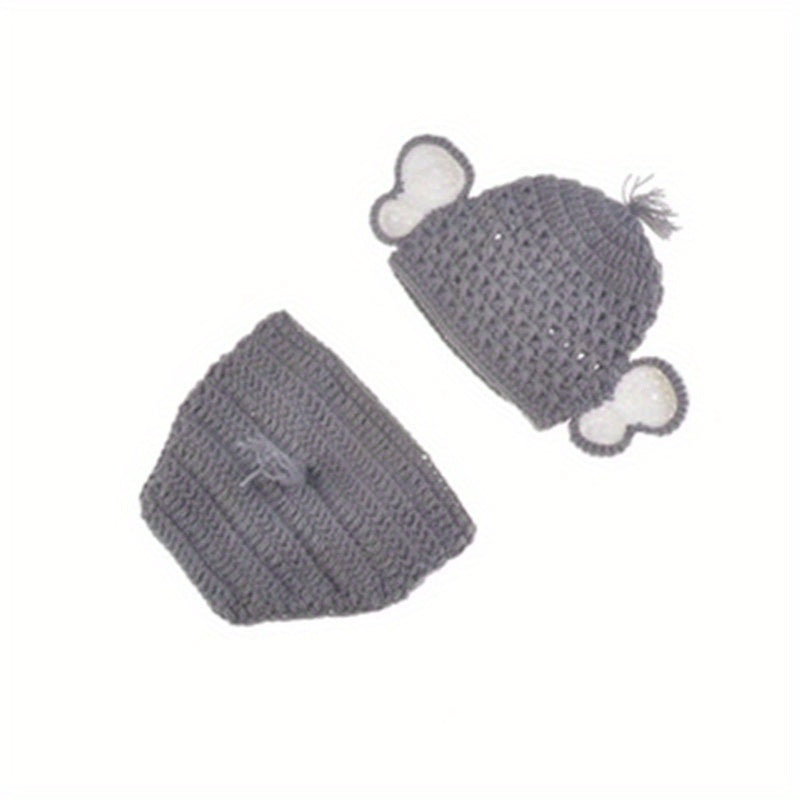 Newborn Baby Elephant Knit Crochet Hat Shorts Set Costume Photography Prop