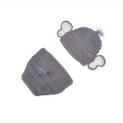 Newborn Baby Elephant Knit Crochet Hat Shorts Set Costume Photography Prop
