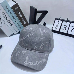 Letter Print Washed Denim Baseball Cap