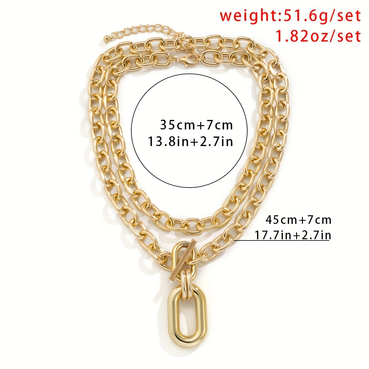 Geometric Round Buckle Chain Necklace Set