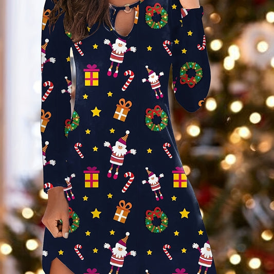  Christmas Dress Women's Plus Allover Print