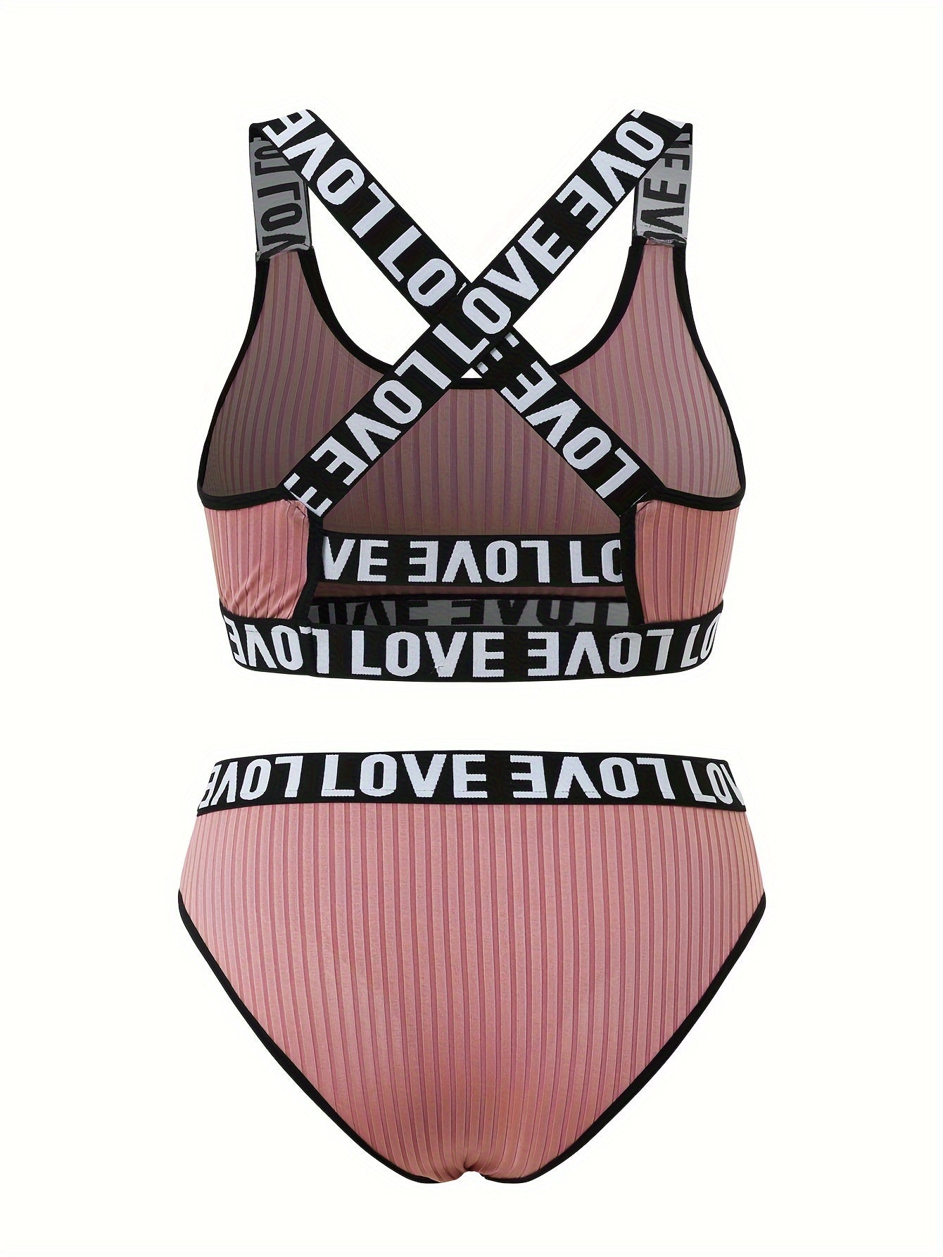 Letter Print Bra & Panties Lingerie Set