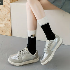Heart Pattern Ribbed Socks Breathable Women's Mid Tube Stockings