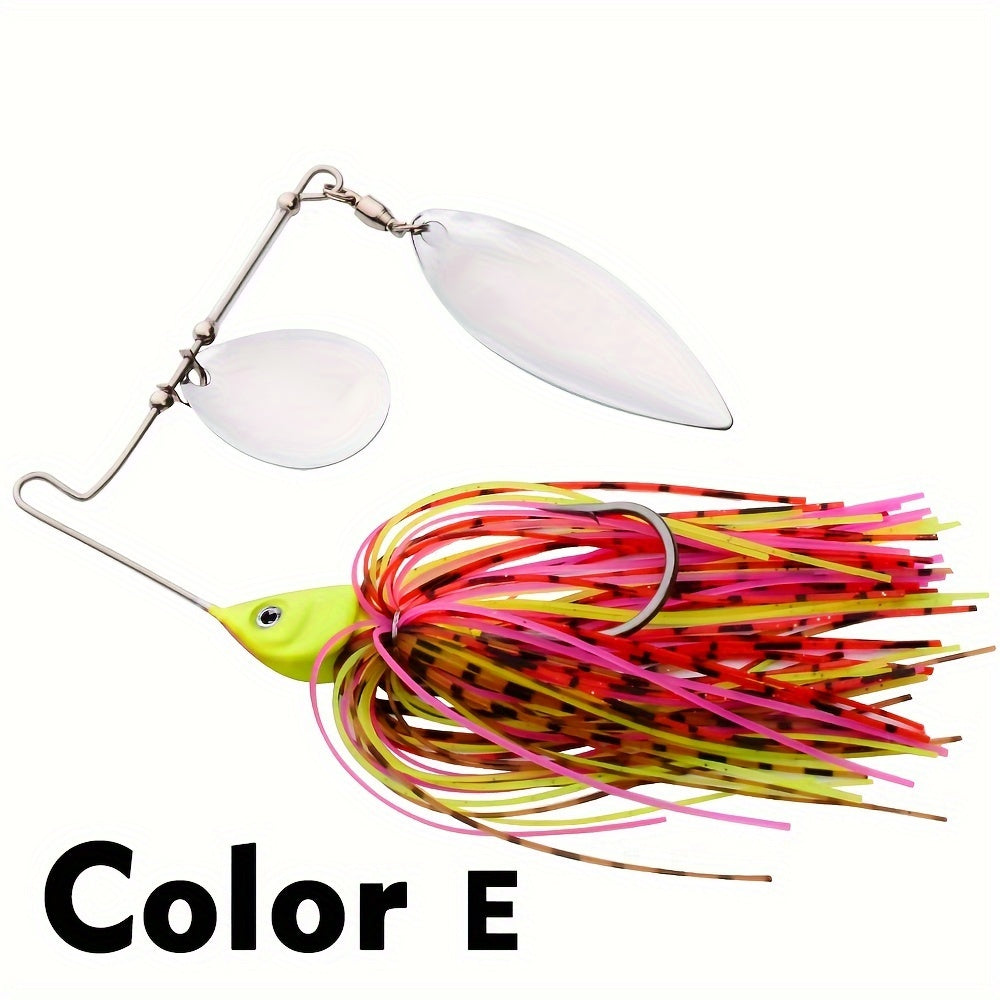 5pcs Spinner Bait Metal Lure With Skirt & Willow Blade for Pike Fishing Tackle