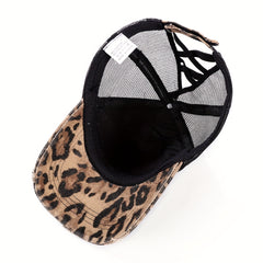 Leopard Print Hat Breathable Baseball Cap Outdoor Sunshade