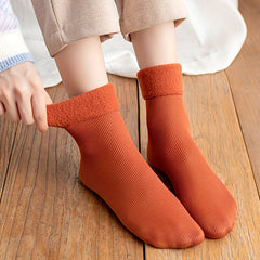 7 Pairs Plush Lined Socks Women's Mid Tube Stockings