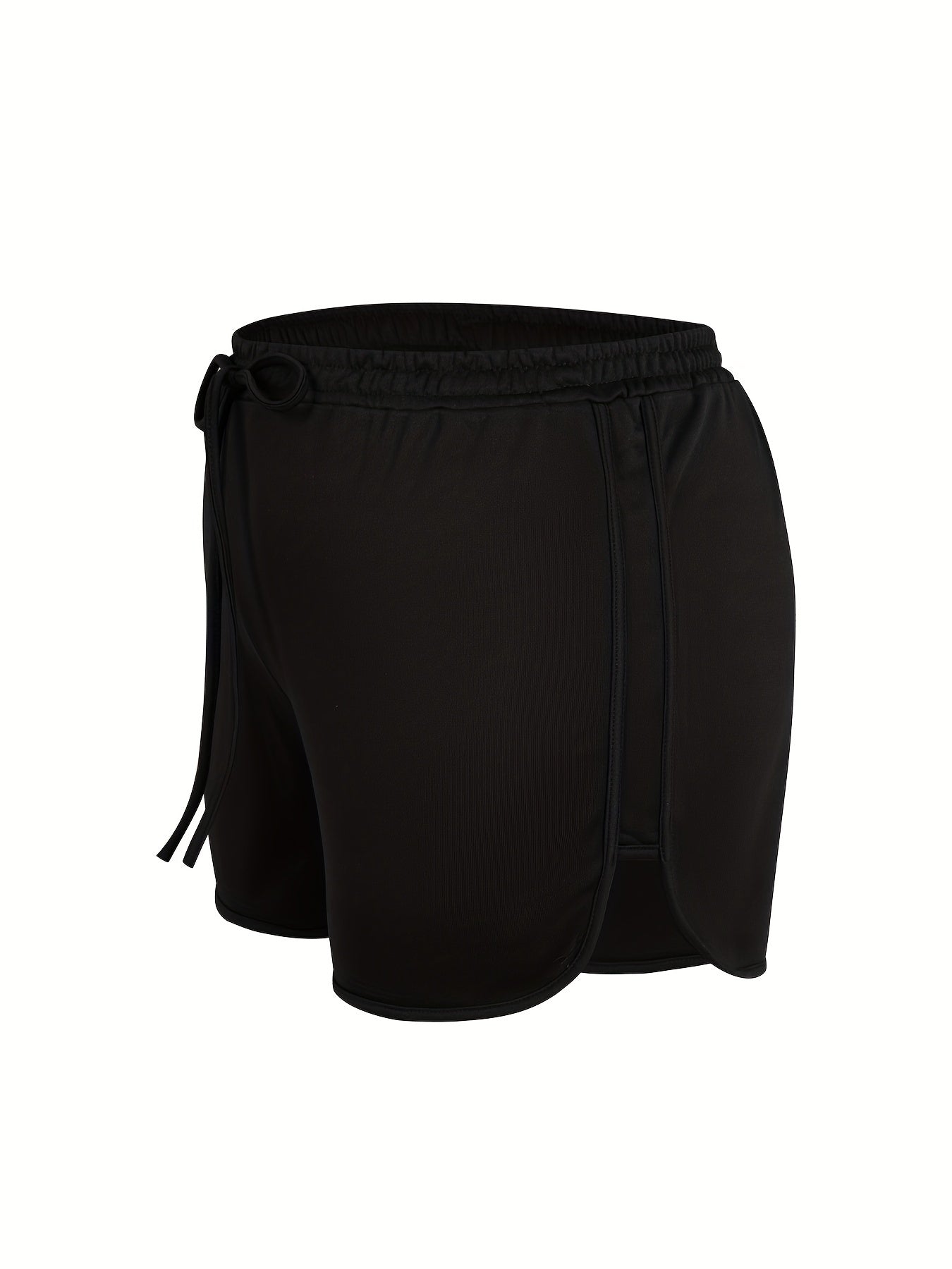  Basic Shorts Women's Plus Solid Elastic Waist Slight Stretch