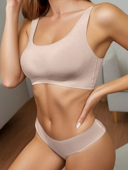 Solid Bra & Panties Set Full Coverage & Cut Out Lingerie Women's Underwear