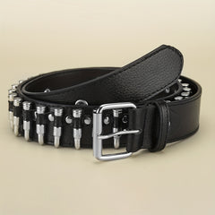 Men's Leather Punk Wide Belt Hollow Rivet Personality Rock
