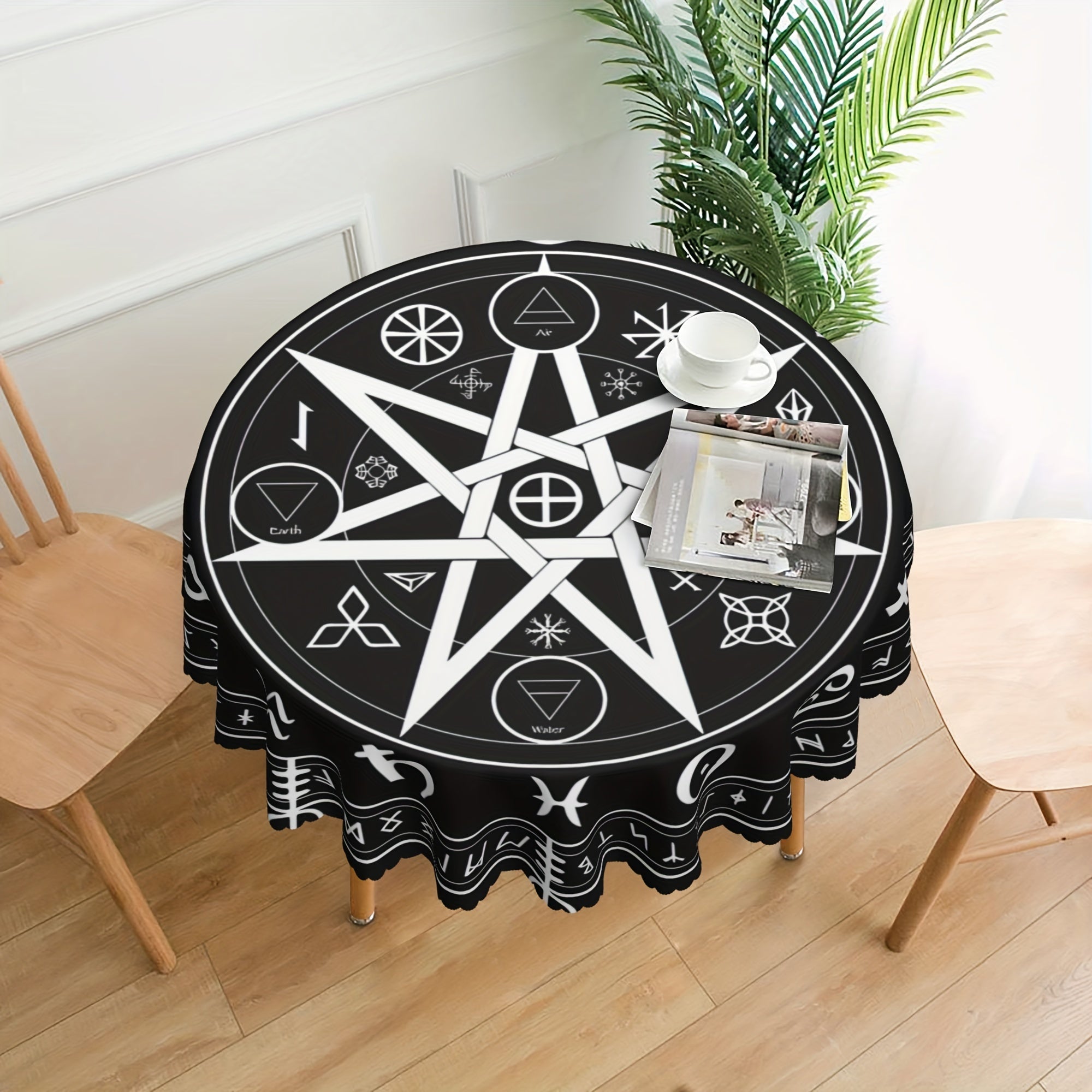 Horoscope Pattern Tarot Tablecloth Waterproof Stain Circle Table Game Cover